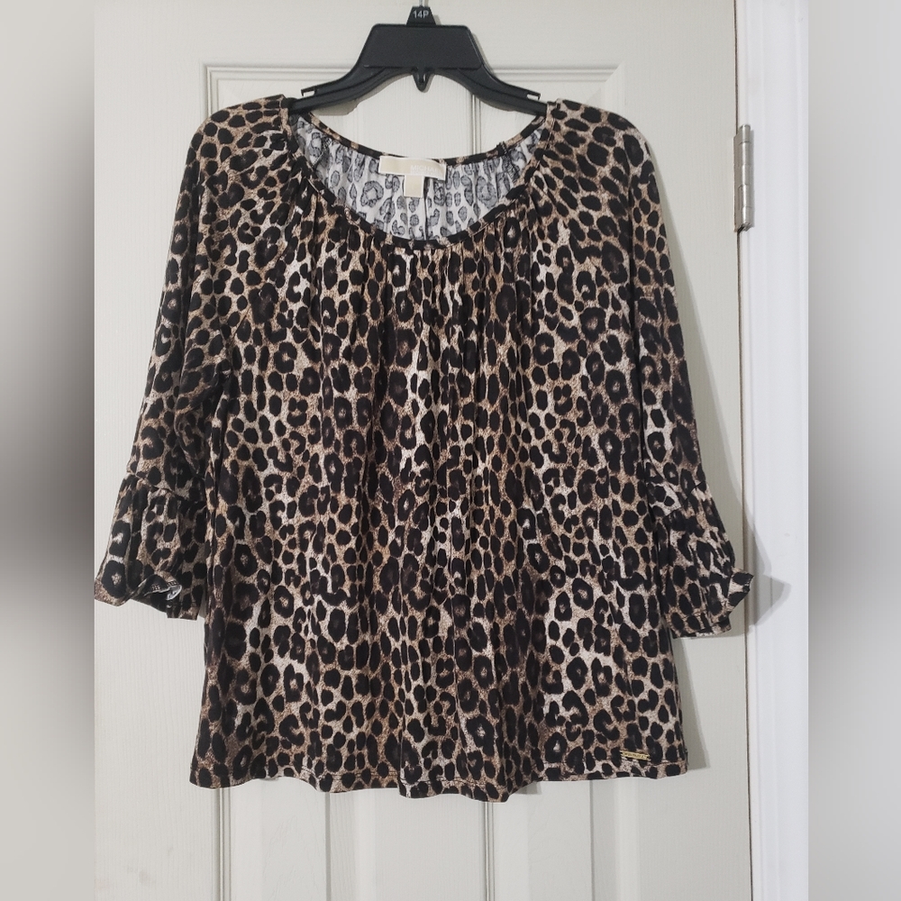 MICHAEL Michael Kors Animal print long long sleeve blouse Sz L